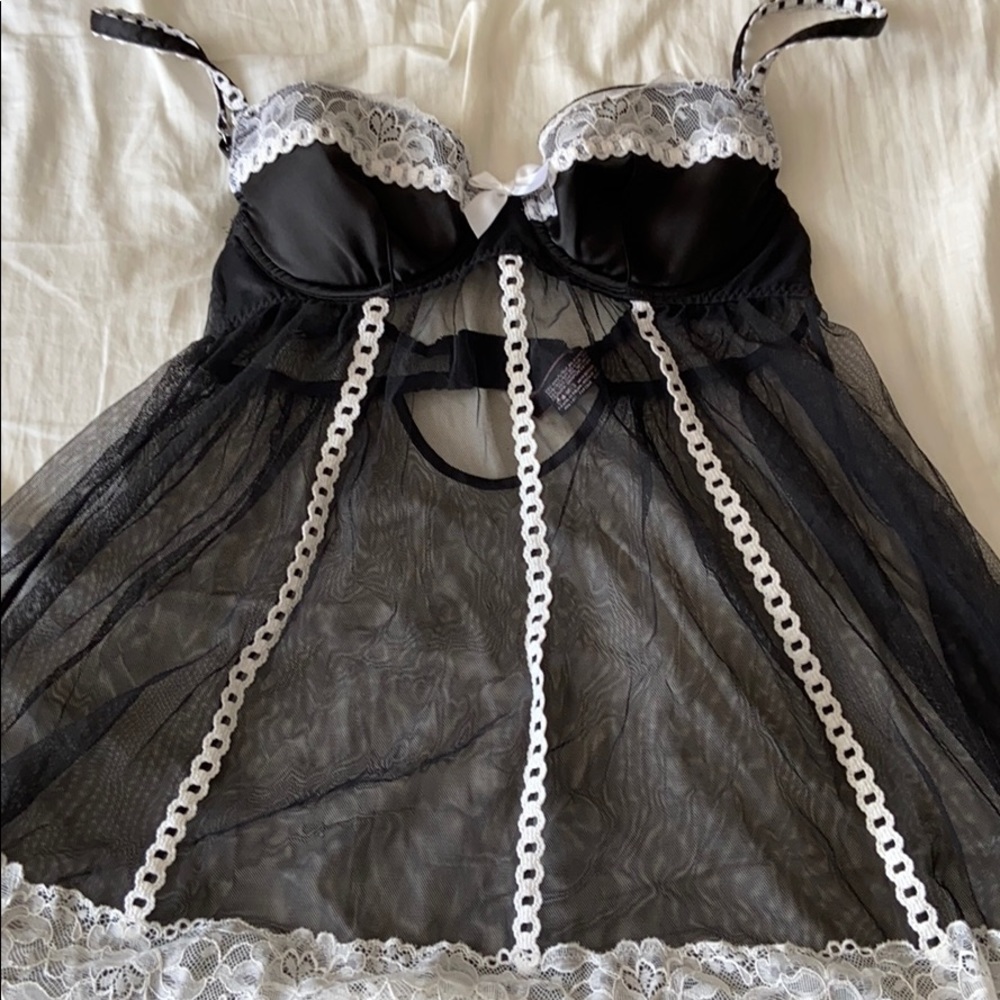 Black babydoll lingerie from Victoria’s Secret